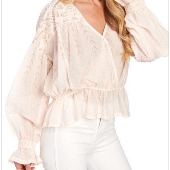 NWT Free People Counting Stars Cream Blouse M - Picture 6 of 6